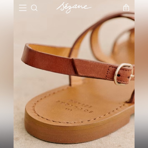 Sézane Adeline low sandals in natural heritage leather sz 40 - Picture 4 of 12